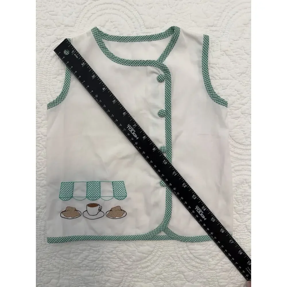 Cafe Du Monde Inspired Baby Outfit 18M New Orleans Beignet Gingham Bloomer Set